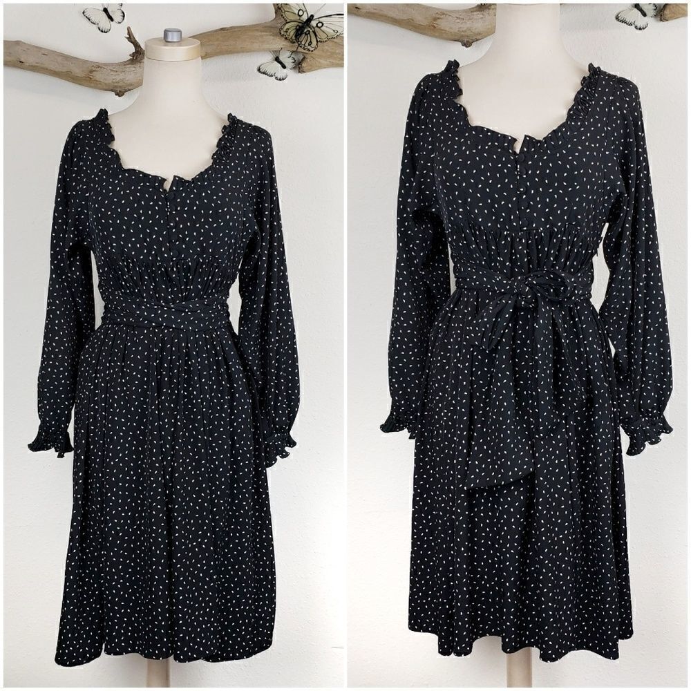 H&M black and white retro styled ruffled dress